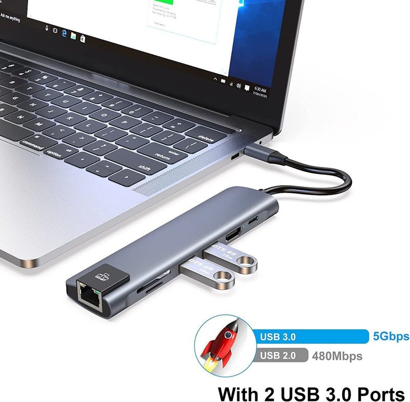 VOOCME USB C Hub, 7 in 1 Type C Adapter with USB C to HDMI,1Gbps Ethernet RJ45,100W Gaming Adapter - image 2