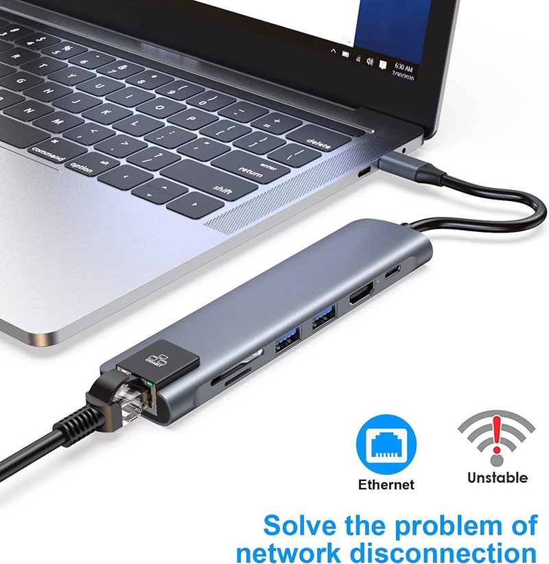 VOOCME USB C Hub, 7 in 1 Type C Adapter with USB C to HDMI,1Gbps Ethernet RJ45,100W Gaming Adapter - image 3
