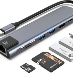VOOCME USB C Hub, 7 in 1 Type C Adapter with USB C to HDMI,1Gbps Ethernet RJ45,100W Gaming Adapter - image 1
