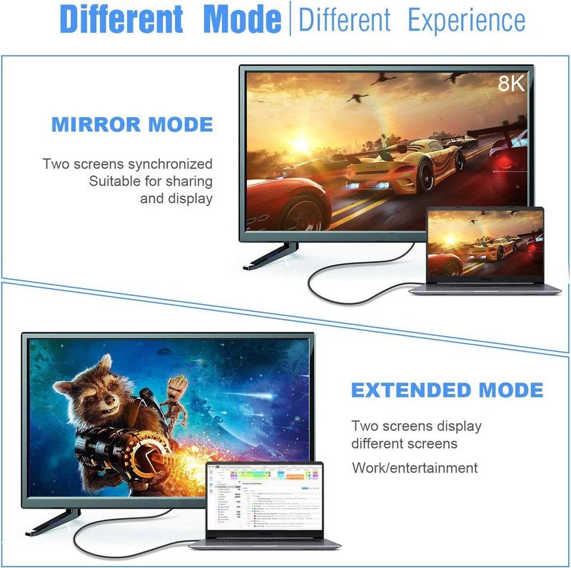 VOOCME Thunderbolt Cable 1.8 m Gold Plated USB C to DisplayPort Cable 8K@60Hz, 4K 144Hz 120Hz Thunderbolt 3 Cable - image 4