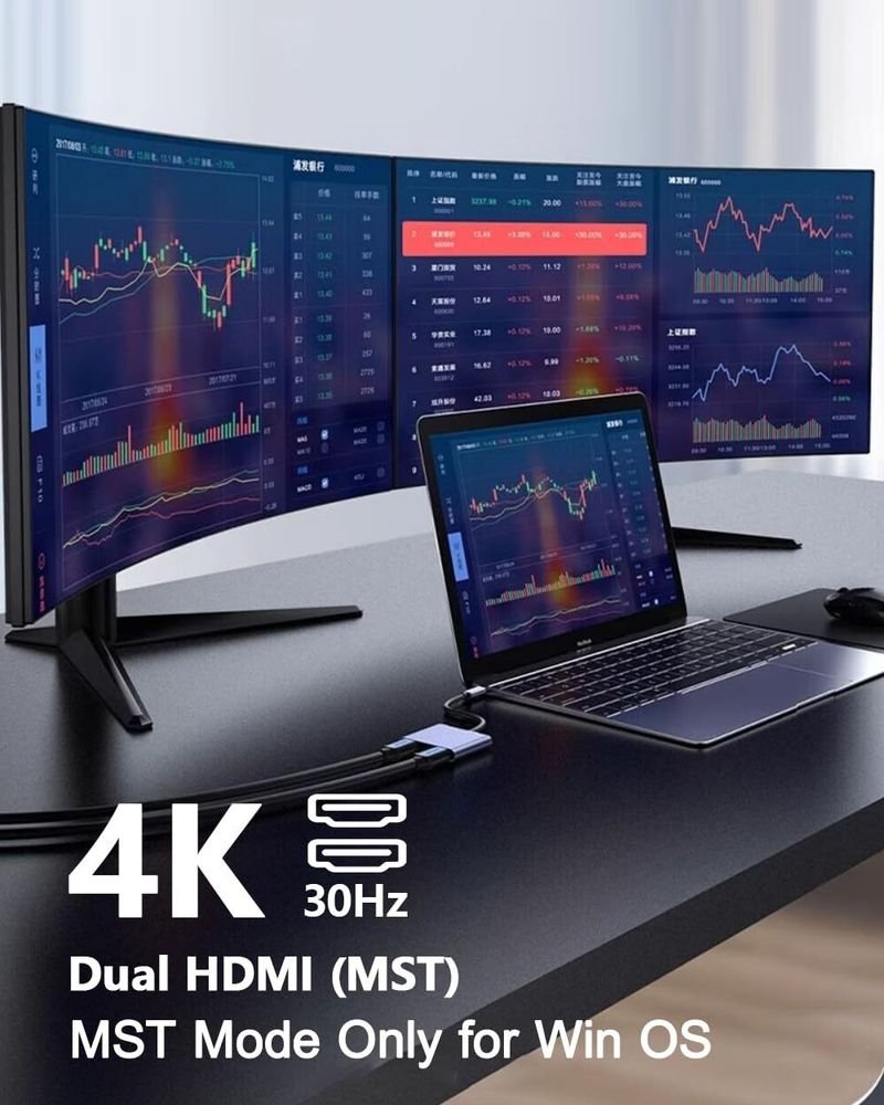 VOOCME Type C 0 A 0.5 m USB C to Dual HDMI Adapter 4K 60hz, Type C to HDMI Splitter for 2 Monitors, - image 4