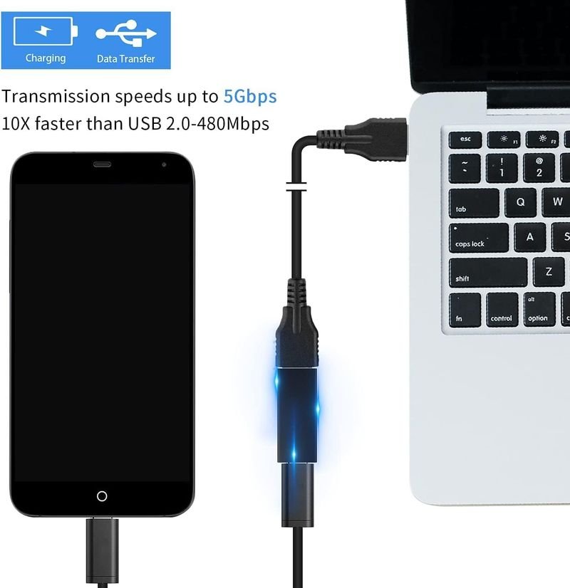VOOCME USB C to USB 3.0 Adapter, USB to USB C Adapter, USB 3.0 Female to USB C Female Adapter Connector Compatible with G0ogle Pi-xel, Hua-wei etc 1 Pack USB Hub - image 3