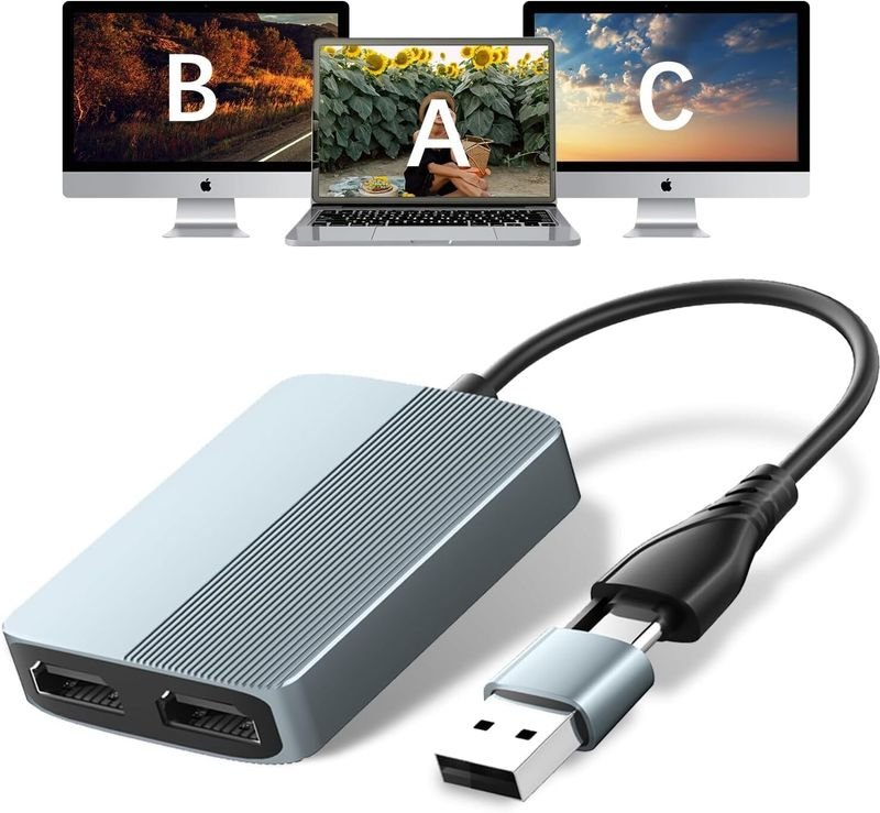 VOOCME USB C/USB 3.0 to Dual HDMI Adapter, HDMI Splitter Extended Display Adapter for Media Streaming Device - image 2