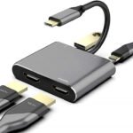 VOOCME HDMI Adapter 0.4 m USB Hub USB C Hub USB C to Dual HDMI Adapter 4 in 1 USB ADAPTER - image 1