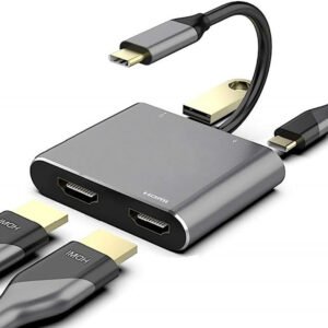 VOOCME HDMI Adapter 0.4 m USB Hub USB C Hub USB C to Dual HDMI Adapter 4 in 1 USB ADAPTER - image 1