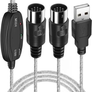 VOOCME 2-in-1 Cable 2 A 1.8 m NA USB Midi Cable Lead Adaptor for Musical Keyboard to PC Laptop- - image 1