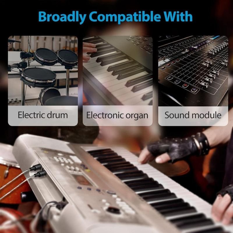 VOOCME 2-in-1 Cable 2 A 1.8 m NA USB Midi Cable Lead Adaptor for Musical Keyboard to PC Laptop- - image 3