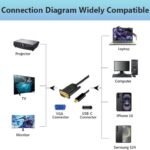 VOOCME VGA Cable 2 A 1.8 m NA USB Type C 3.1 to VGA Adapter Cable 1080P Type C Male to VGA Male Video Converter Cable - image 2
