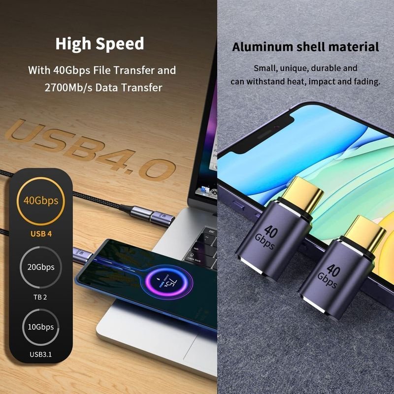 VOOCME USB Type C Male to Female Adapter Extender Support 100W, 40Gbps, 8K@60Hz for Gaming Adapter - image 1