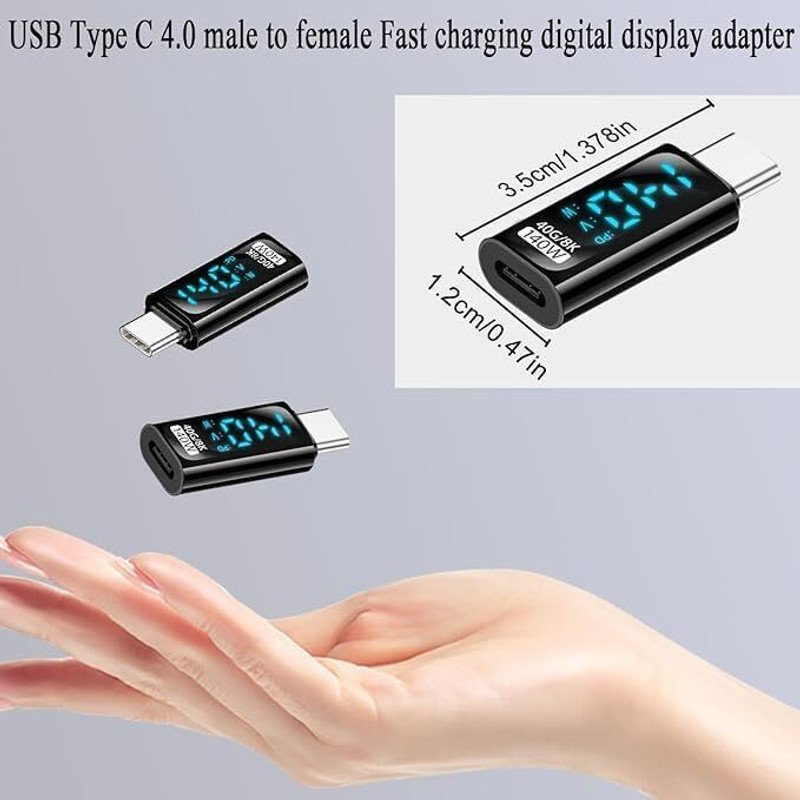 VOOCME 1 Pack USB-C Adapter with LED Display, USB Type C Male to Female Connector Type C Male to Female Connector -008 Laptop Accessory - image 4