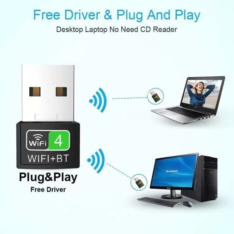 VOOCME Mini USB Bluetooth & WiFi Wireless Adapter Bt 4.2 150Mbps WiFi Dongle Network USB Adapter - image 2