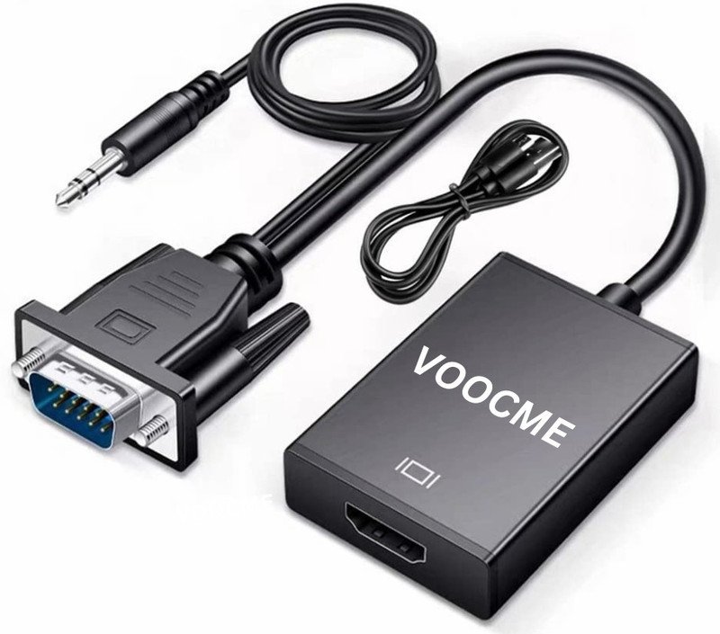 VOOCME TV-out Cable VGA Male to HDMI Female Converter Adaptor with 3.5MM Audio Jack Full HD 1080P - image 1