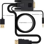 VOOCME HDMI Cable 1.8 m VGA to HDMI Cable 6Ft, VGA to HDMI Adapter with USB Power and Audio - image 2