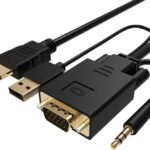 VOOCME HDMI Cable 1.8 m VGA to HDMI Cable 6Ft, VGA to HDMI Adapter with USB Power and Audio - image 1