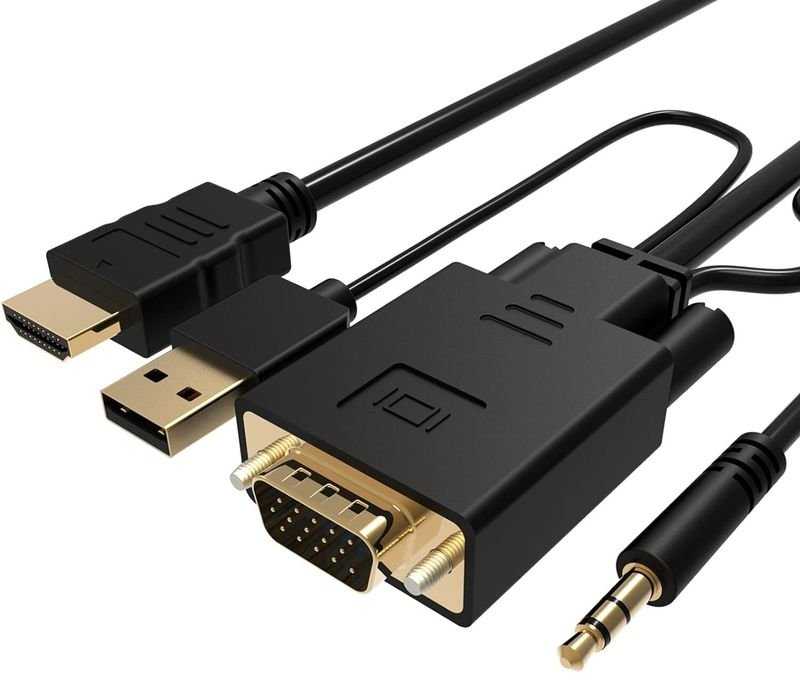 VOOCME HDMI Cable 1.8 m VGA to HDMI Cable 6Ft, VGA to HDMI Adapter with USB Power and Audio - image 1