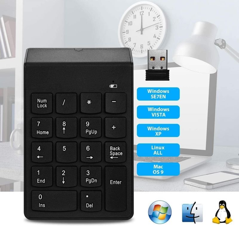 VOOCME Wireless Numeric Keypad 18Keys Portable Number Numpad with 2.4G Mini USB Bluetooth Laptop-size Laptop Keyboard Compatible with Desktop, Laptop, Mac - image 2